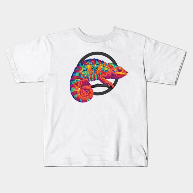 Geo Chameleon Kids T-Shirt by polliadesign